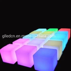D40cmpe Material Rechargeable 16 Color LED Square Cube Seat Chair Stool Waterproof LED Table Light Cube Chair for Sale