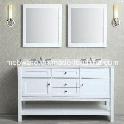 60&quot; White Double-Sink Bathroom Vanity Set / Solid Wood Bathroom Vanities