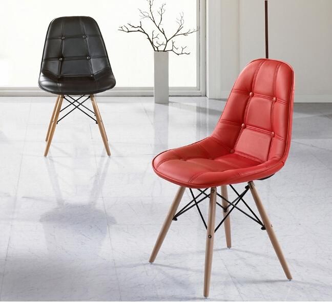 High Quality Dining Room Furniture Luxury Leisure Chair PU Cushion Backrest Wooden Leg Dining Chair