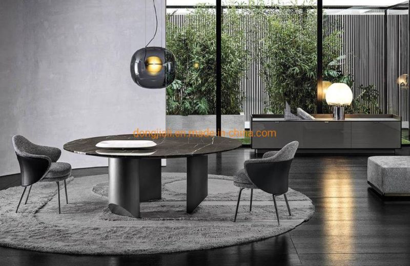 High Grade Round Marble Dining Table 2021 New Design Stainless Steel Gold White Black