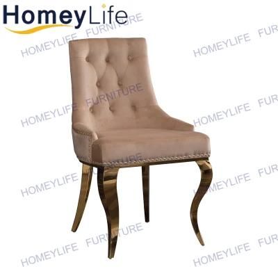 Metal Stainless Steel Frame Fabric Home Dining Chair with Upholstered Seat Furniture
