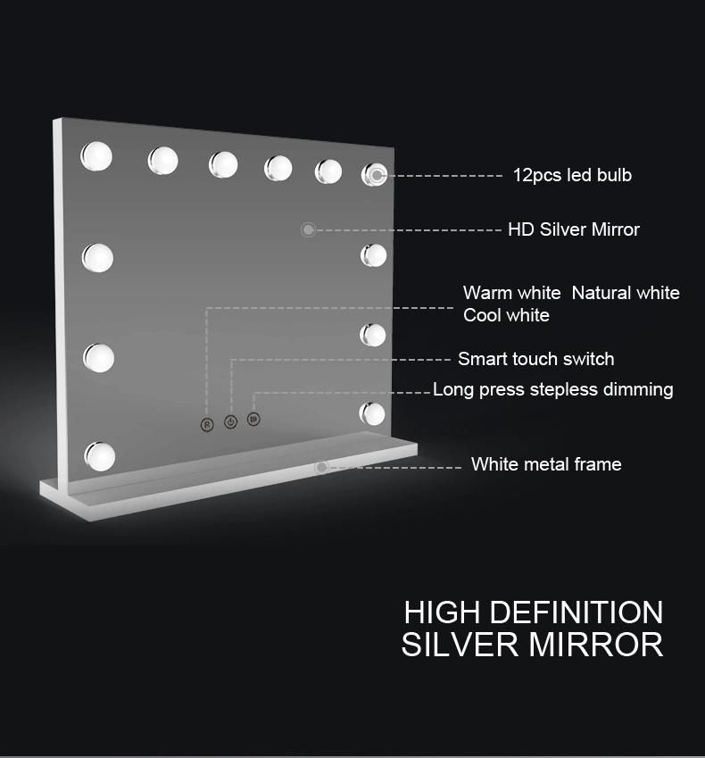 Hollywood Vanity Mirror with Lights 12 LED Bulbs for Cosmetic Makeup