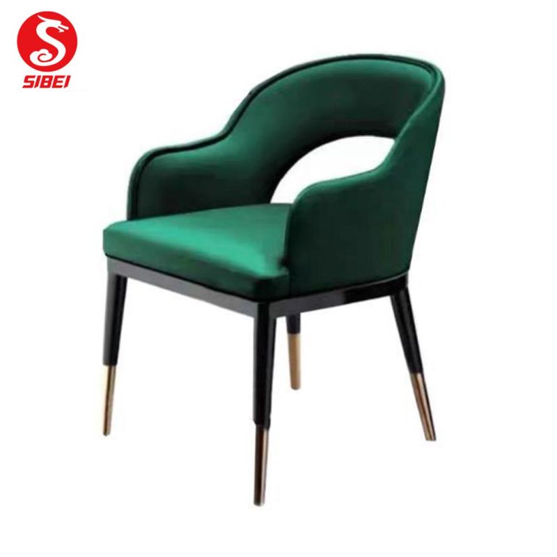 Modern Style Restaurant Furniture Brushed Fabric Metal Legs Dining Chair