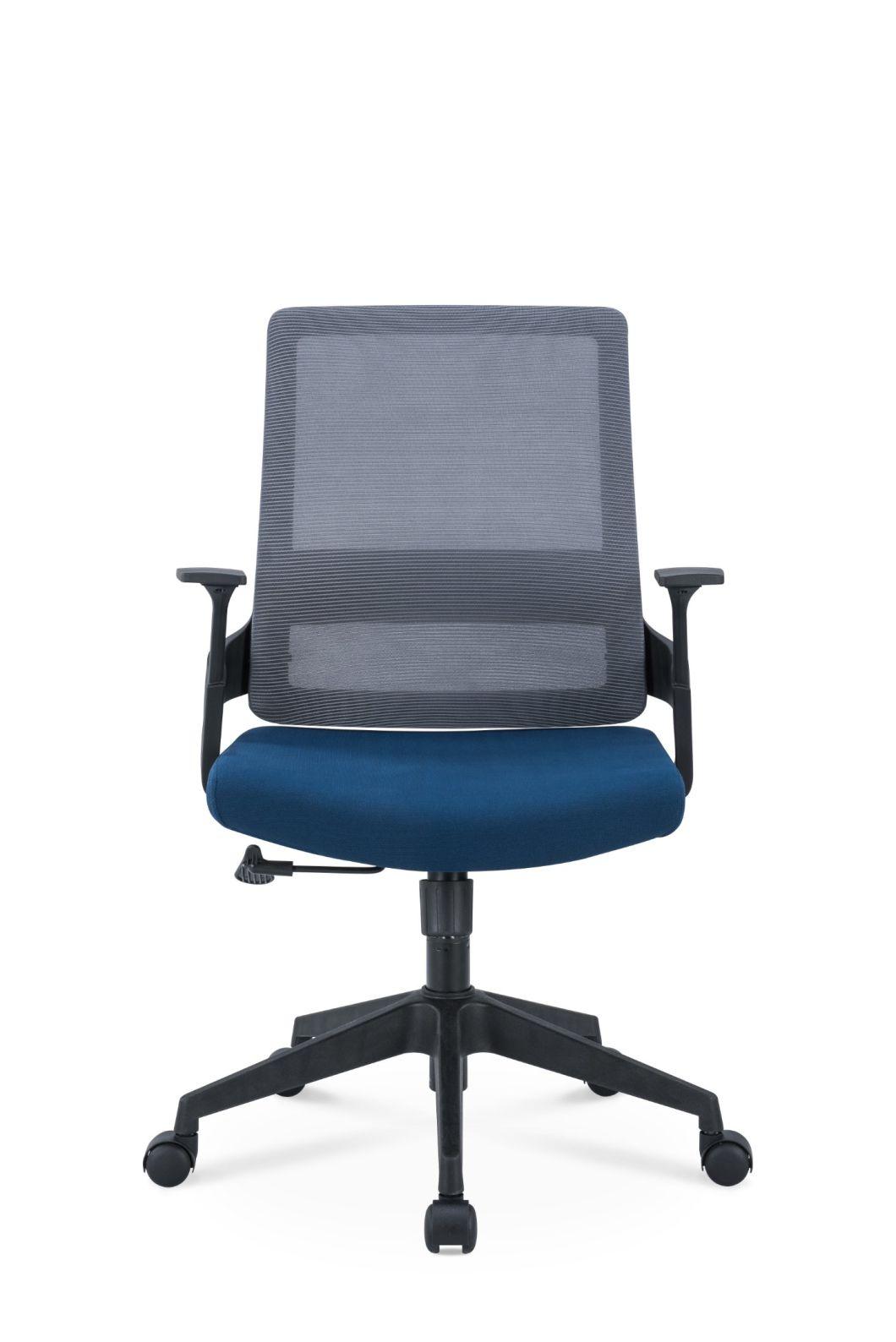 High Quality European Standard En1335 BIFMA Medium Back Staff Modern Fabric Mesh Swivel Office Chair