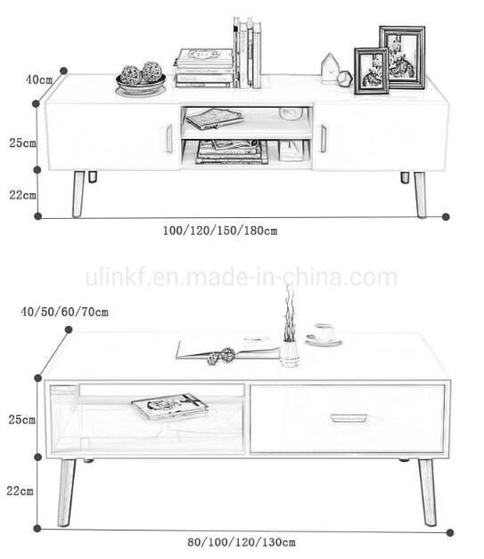 Modern Home Living Room Furniture MDF Wooden Coffee Table Stand TV Cabinet (UL-9BE205)