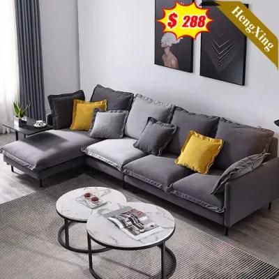 Dark Gray Color Fabric Sofas Set Modern Home Hotel Lobby Office Leisure L Shape Sofa