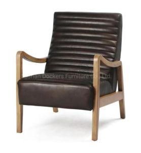 American Style Individual Solid Wood Full Leather Bedroom Sofa Furniture Occasional Chair
