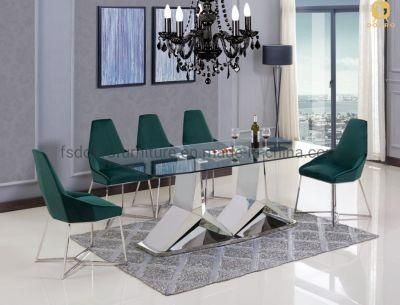 Stainless Steel Leg Dining Table with Chairs Dining Room Sets Modern Luxury Metal Table-D1805