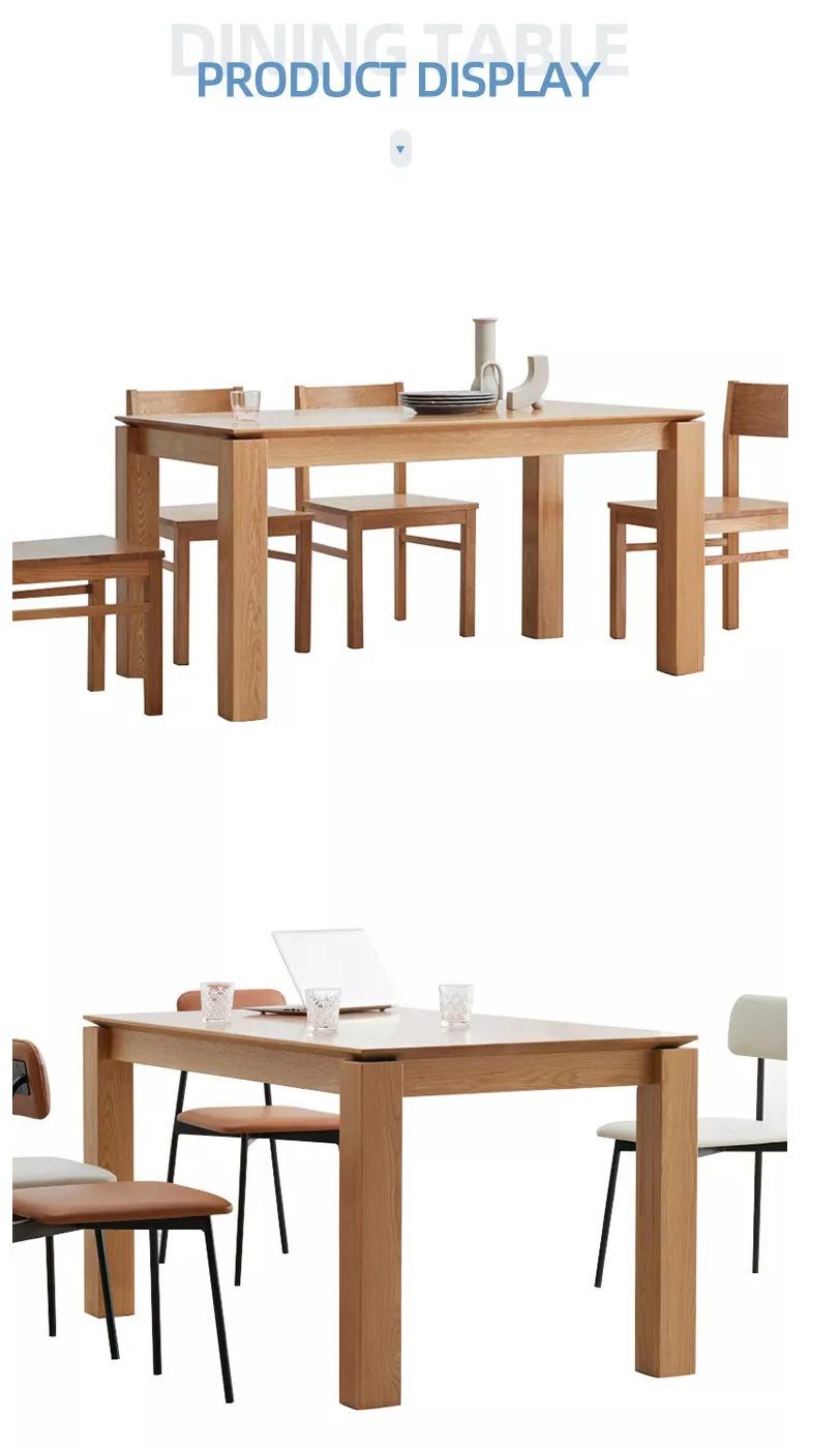 Furniture Modern Furniture Table Home Furniture Wooden Furniture Nordic Modern Design Solid Wood Oak Slab Room Rectangular Dining Table and Chair Set