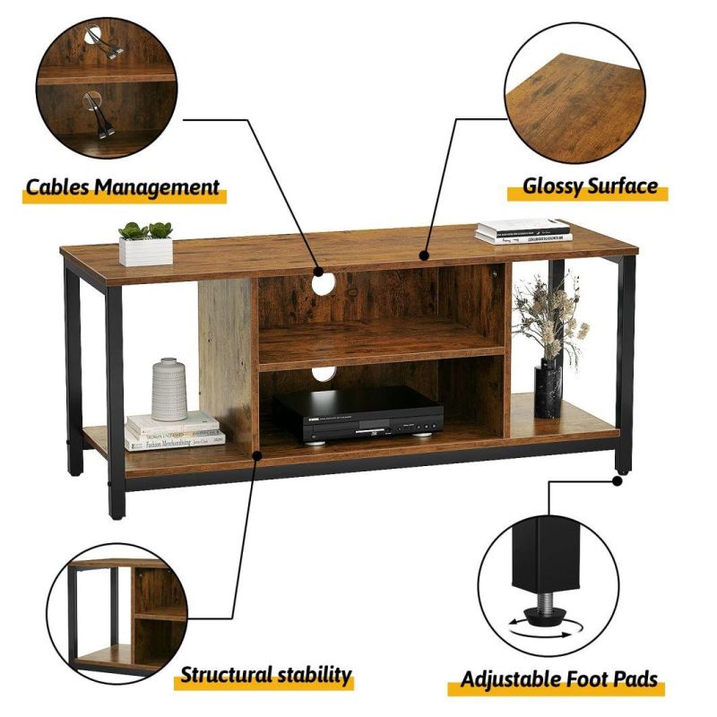 TV Stand for TV up to 50 Inch 3 Tier Entertainment MID Century Modern TV Stand Media Console Table with Open Shelving Storage Wood TV Cabinet