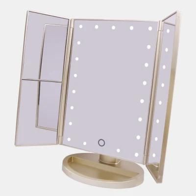 Top-Rank Selling Trifold LED Makeup Dimmable Brightness Mirror for Dressing