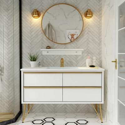 Nordic Melamine Bathroom Cabinet Floor Modern Customized Marble Simple