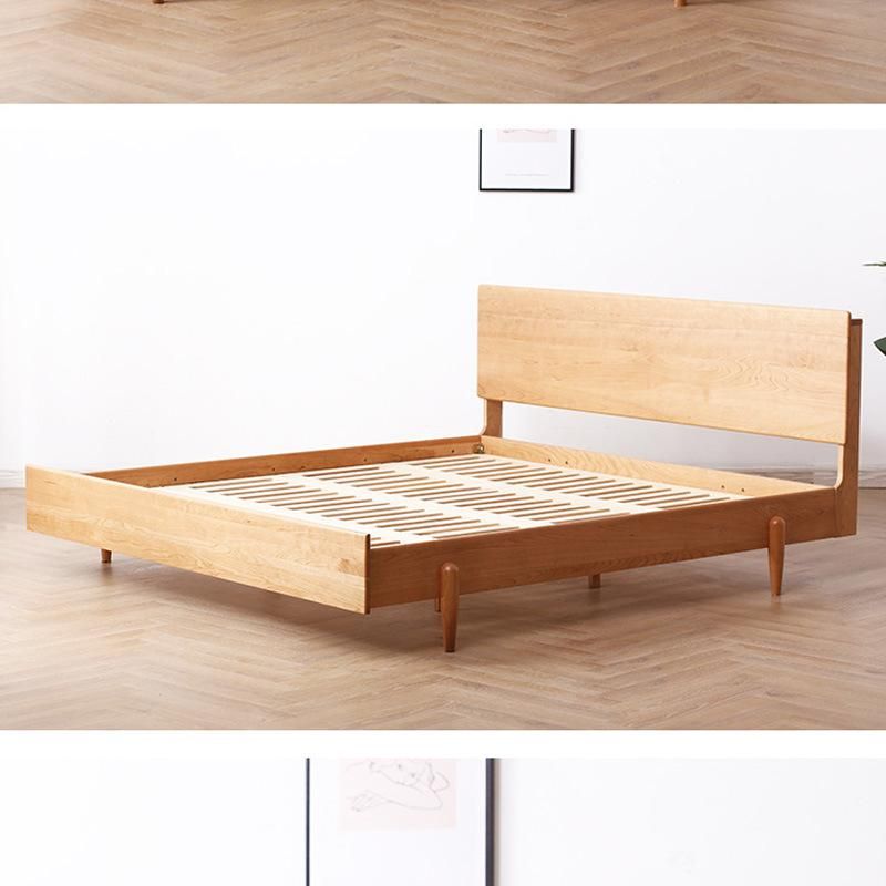 Nordic Solid Wood Double Bed 1.51.8 Meters Cherry Wood Bed Simple Modern Small Apartment Bedroom Solid Wood Bed