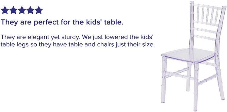 Kids Modern Plastic Acrylic Tiffany Chiavari Children Dining Chair for School and Wedding