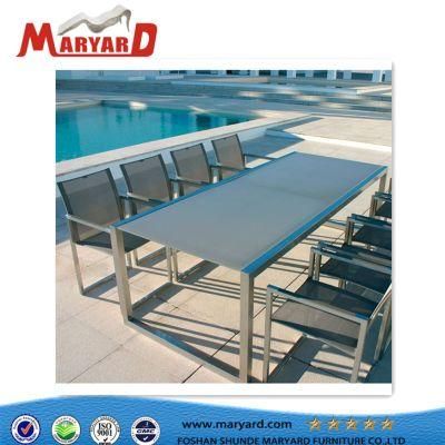 Modern Stainless Steel Dining Chair and Outdoor Stainless Steel Dining Table Set Furniture