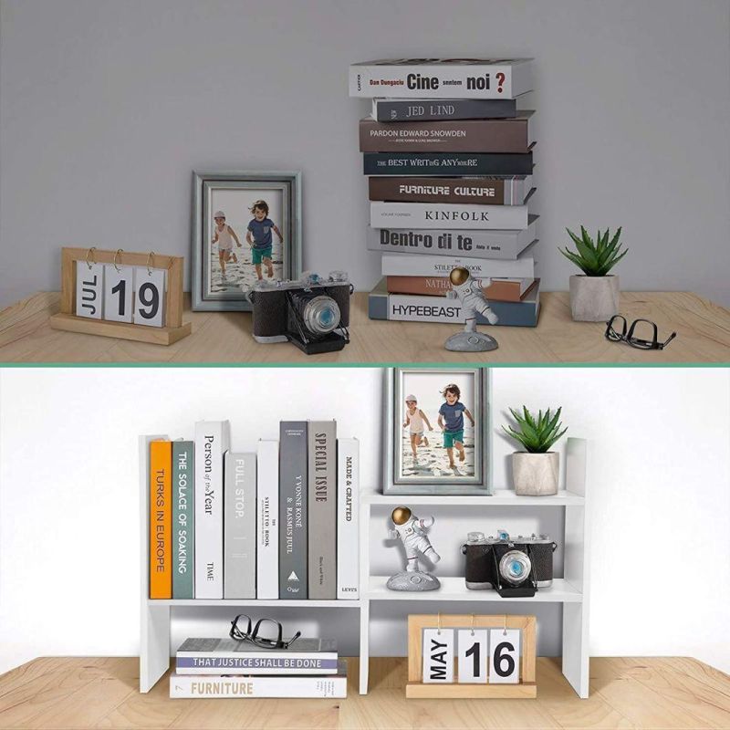 Wood Desktop Bookshelf, Desktop Office Storage Rack, Wood Display Shelf-Free Style Display Stand Shelf, Corner Desk Storage Shelf