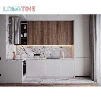 Easy to Clean White Simple European Style PU Painting Handleless Design Kitchen Cabinets (KPU05)