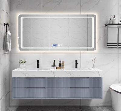 Customized Rock Board Wall Hung Cabinet with Anti Fogging Mirror, Bathroom Vanity with LED