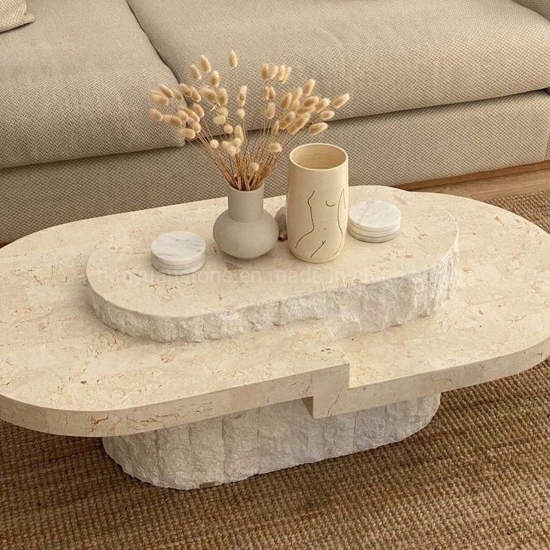 Custom Your Brand Stone Furniture Luxury Travertine Coffee Table Marble Dining Table Nordic Furniture Modern