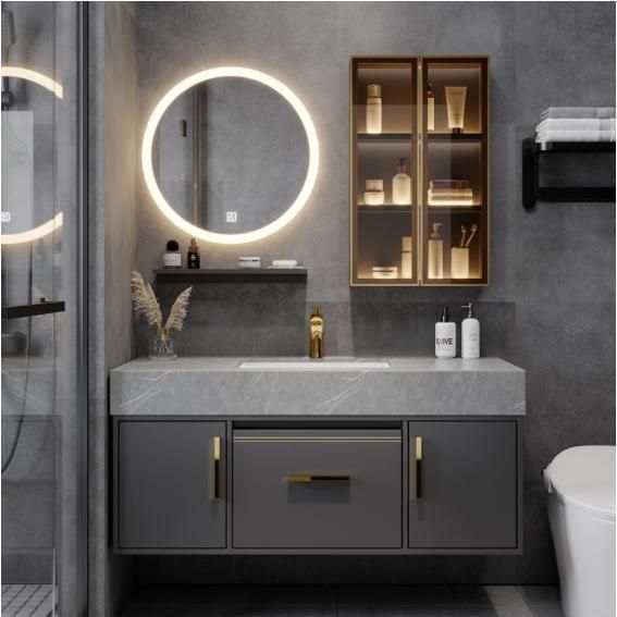 Rock Board Bathroom Cabinet Combination Modern Simple Light Luxury Bathroom Wash Table Bathroom Set Hand Wash Basin