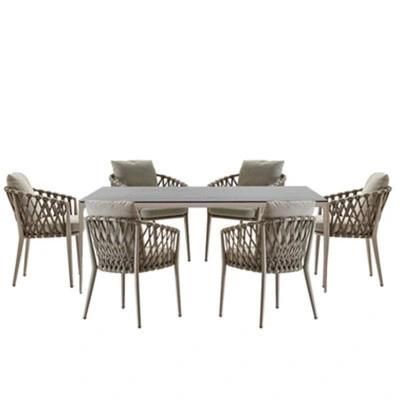 Balcony Table and Chair Rope Woven Chair Three-Piece Small Table Coffee Table Combination Outdoor Leisure Chair Modern Coffee Shop Chair