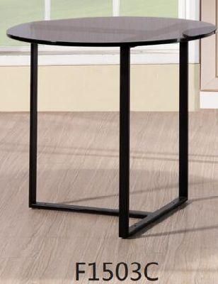 Modern Top Center Metal Round Design Glass Coffee Table