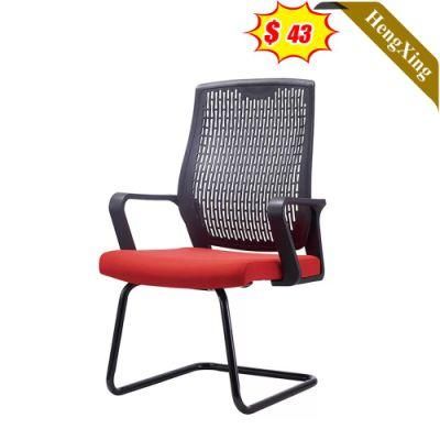 Black Mesh Red Fabric Foam Metal Legs Conference Training Chair