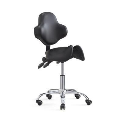 Ergonomic Office Sit Stand Saddle Stool with Adjustable Back Support