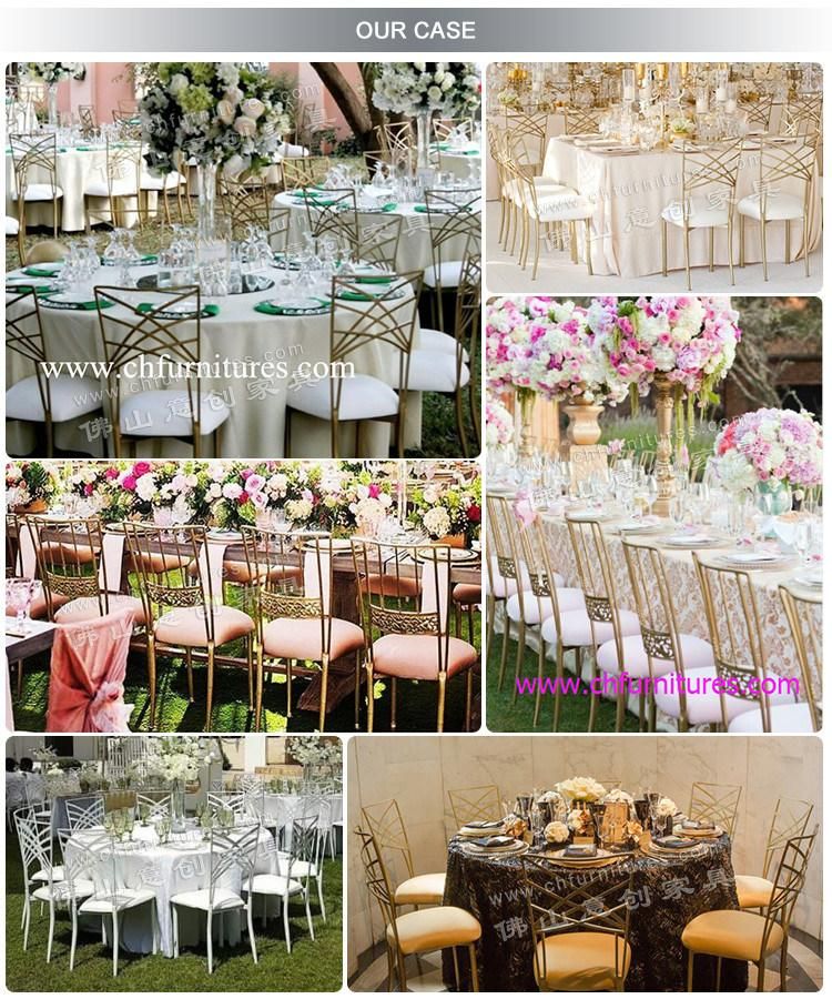 Yc-Zg116-01 Outdoor Rental Luxury Princess Stackable Gold Metal Party Chameleon Chair for Event Wedding
