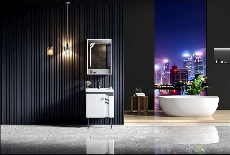 Hangzhou Factory Supplier Contemporary Waterproof Wall Mounted PVC Bathroom Cabinet with Mirror