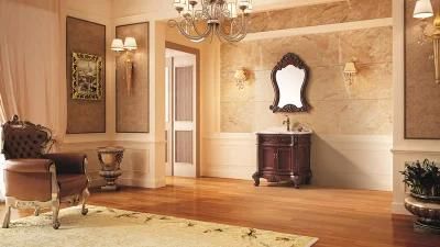 Antique Style Oak Solid Wood Freestanding Natural Marble Bathroom Vanity