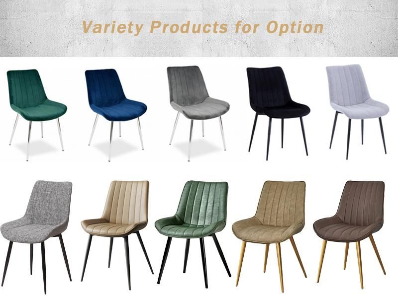 Wholesale Restaurant Furniture Chairs Fabric Velet Upholstery Seat Dining Chair with Metal Legs