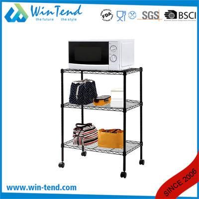 Home Kitchen Furniture Household Chrome Wire Storage Rack Trolley