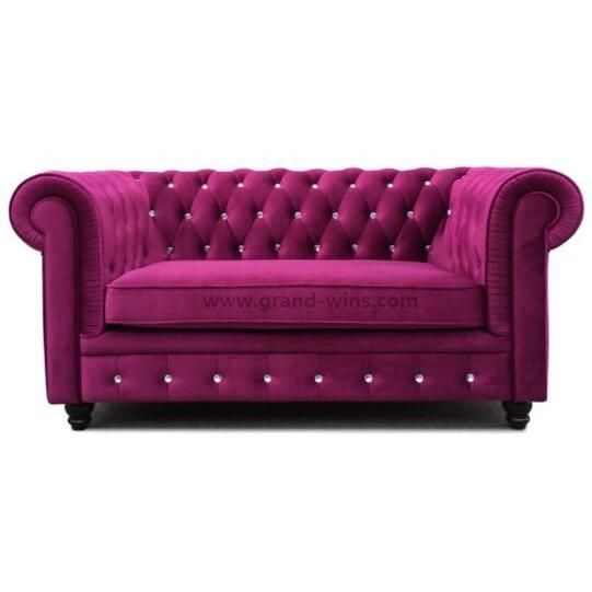 Modern Custom Solid Wood Knockdown Leisure Velvet Chesterfield Sofa 2 Seater