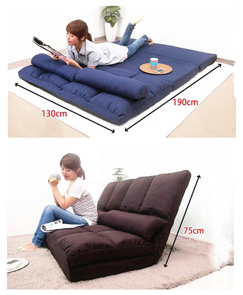 Light Green Legless Folding Sofa-Bed