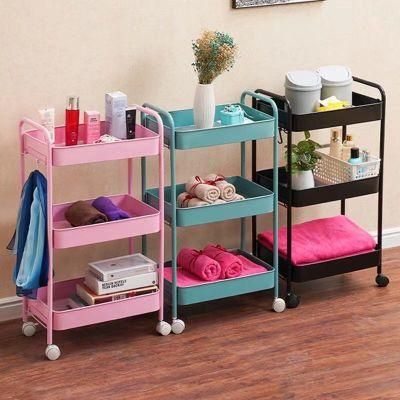 3 Tier Metal Rolling Utility Storage Cart for Kitchen Bedroom Office Organizer