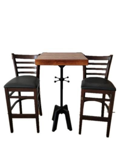 Cast Iron Bar Table with Pine Table Top Bar Height Cafe Table Restaurant Table