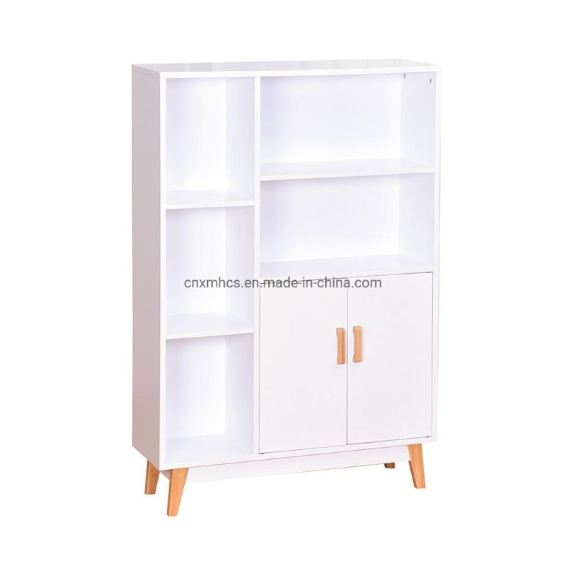 Wooden Floor Display Storage Cabinet Bookshelf with Doors Sideboard Cabinet File Cabinet Bedroom Living Room