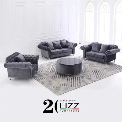 Factory Wholesale Indoor Elegant Living Room Furniture Leisure Fabric Home Couch with Velvet Character
