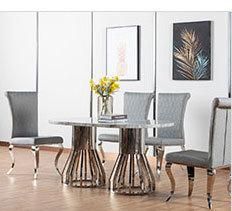 Banquet Wedding Event Furniture Stainless Steel Frame Marble Dining Table