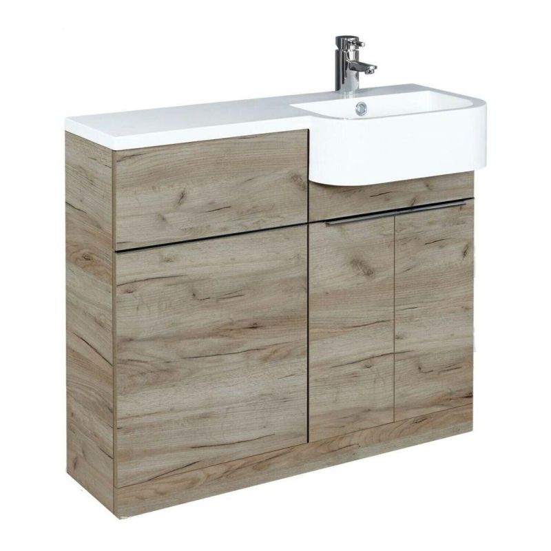 Bathroom Furniture Combination Unit with Basin and Worktop 1000mm Rh Oak