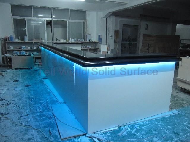 Black Counter Top White Side Solid Surface Bar Counter