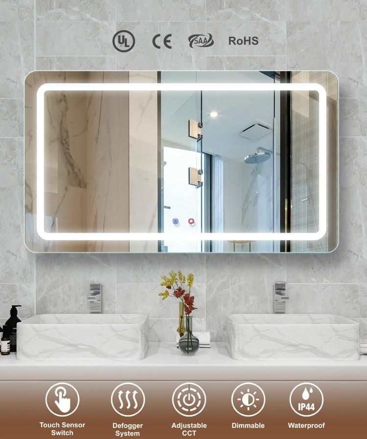 Hotel Wall Mounted Illuminated Smart LED Bathroom Bath Defogger Mirror