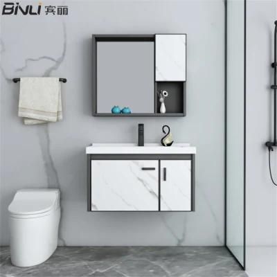 Euro Style Modern Water Resistant Aluminum Bath Cabinet Set Bathroom Sink Vanity for Shower Room