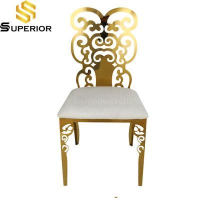 New Product Hot Selling Gold Metal Flower Back Dining Chair