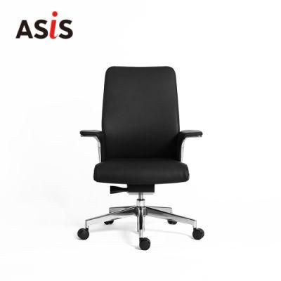 Asis Match Executive MID Back Genuine Leather Modern Executive Armrest Mesh Chair Office Furniture Silla De Ejecutivo