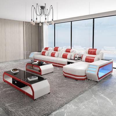 Contemporary Multifunction Luxury Home Hotel Furniture Italian Living Room Leather Sofa Set