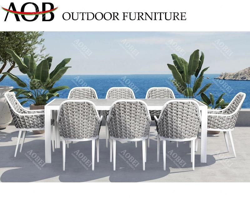 Modern Exterior Outdoor Garden Bar Rope Weaving Home Hotel Restaurant Dining Chair Table Set Furniture