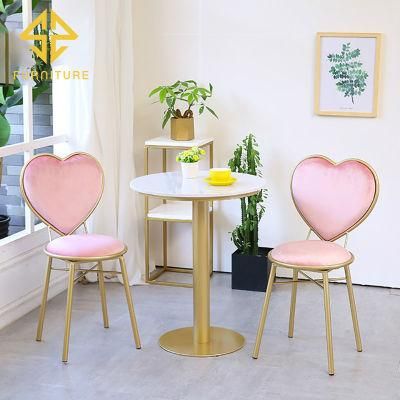 Modern Golden Heart Metal Frame Velvet Cover Dining Chair for Hotel Wedding Banquet Used