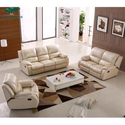 Real Leather Reclining Couch Living Room Sofa Modern Design